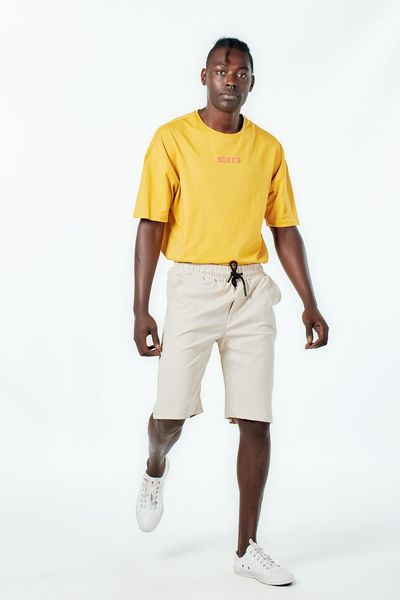 

beige striped men's shorts 1027, White;black