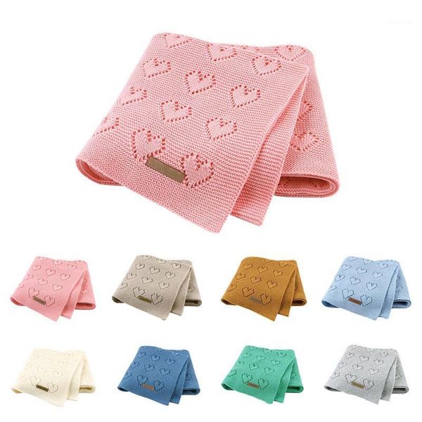 

blankets & swaddling cotton knitted born blanket solid baby stroller bedding quilts toddler wrap infant muslin swaddle 100*80 cm1