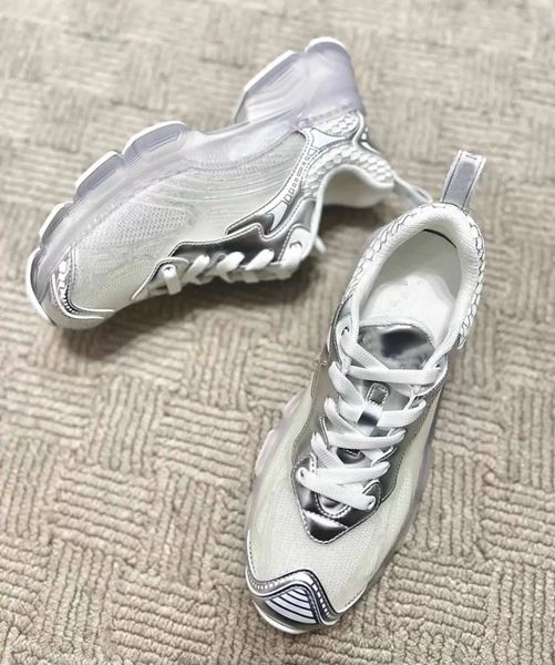 

france pairs vibe sneakers shoes white mesh silver gold-tone leather technical luxury designer men's women's couple sports party w, Black