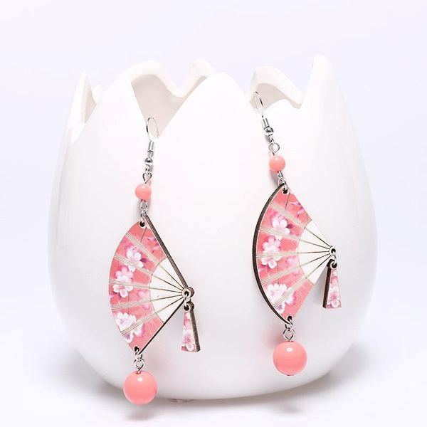 

dangle & chandelier 8seasons fashion wood fan-shaped floral pattern drop earrings for women party acrylic beads tassel long jewelry, Silver