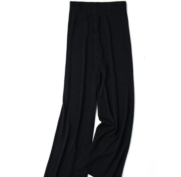 

2021 new spring stylish fall winter knit sweater pants casual loose long straight trousers women high waist plaid pant 88p8, Black;white