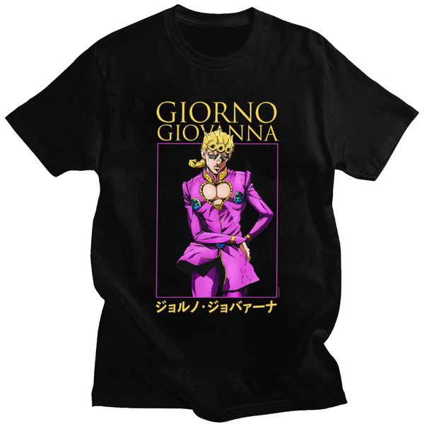 

sport funny jojo bizarre adventure t-shirt men short sleeved lover japanese manga giorno giovanna tee 100% cotton anime t shirt gift