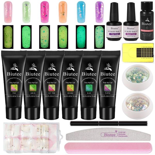 

biutee 16 шт. / комплект poly nail gel gel лак для лакированного комплекта gel польский 15г уф-строитель строитель в темном удлинении ногтей