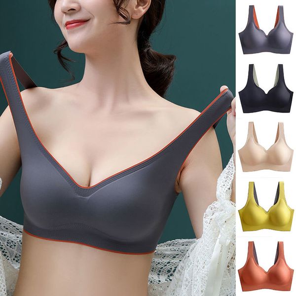 

bra latex seamless bras for women push up underwear bralette bh comfort cooling gathers shock-proof pad plus size, Red;black