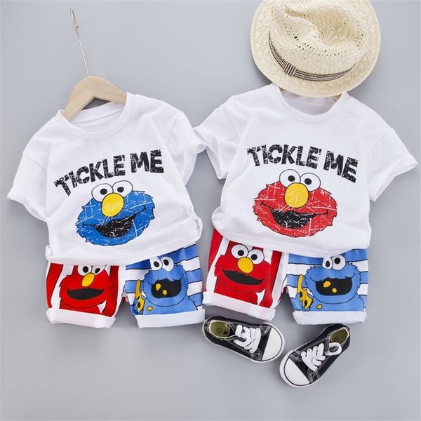 

summer children baby boys girls clothes cartoon short sleeve t-shirt shorts 2pcs/sets toddler cotton clothing infant tracksuits lj200826, White