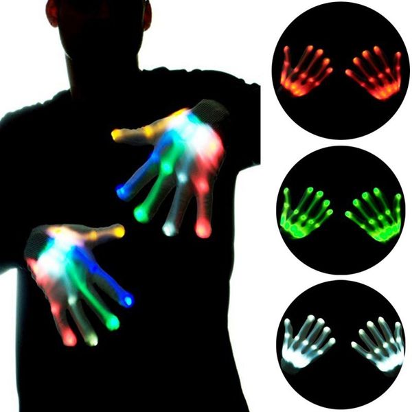 

1 pair led halloween party neon glow luminous flashing skull gloves stage costume christmas supplies, Blue;gray