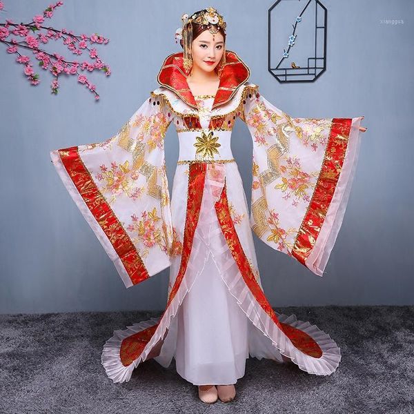 

new chinese traditional costume women tailing princess cosplay dress lady orient queen stage dance dress fairy tang clothing 901, Black;red