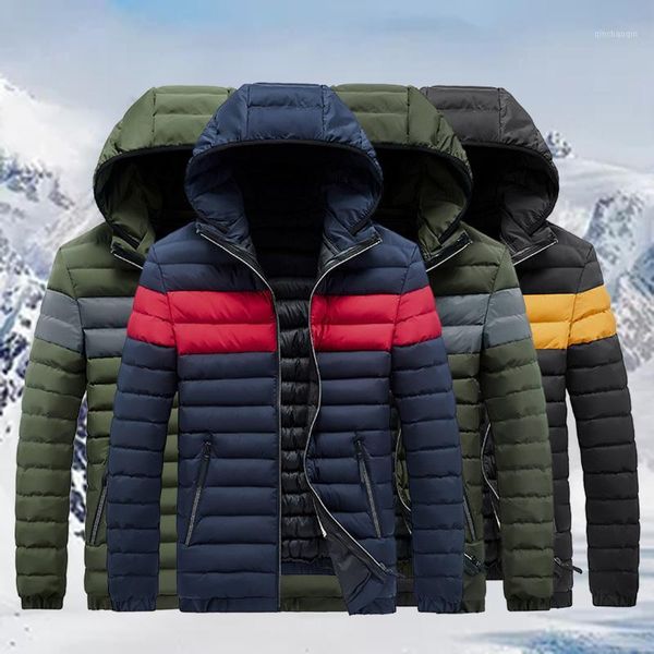 

men's winter thicken cotton coat warm jacket large size hoodies zipper coat with pocket removable hat outdoor windproof1, Black;red