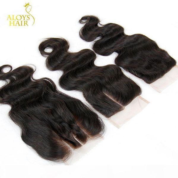 

malaysian body wave lace closure middle three 3 way part closures bundles virgin malaysian human hair lace closure ing, Black