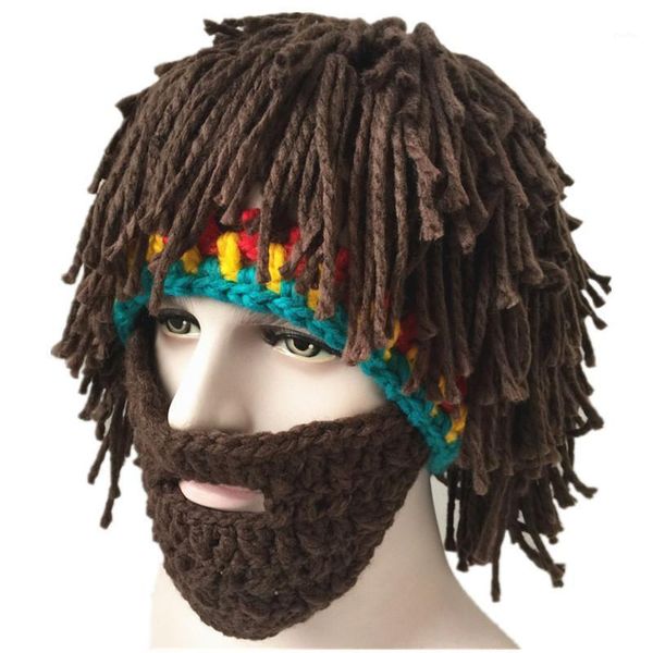 

beanies novelty hat winter handmade wig beard hats crochet mustache knit halloween funny party caps wool tassel ski mask bonnet1