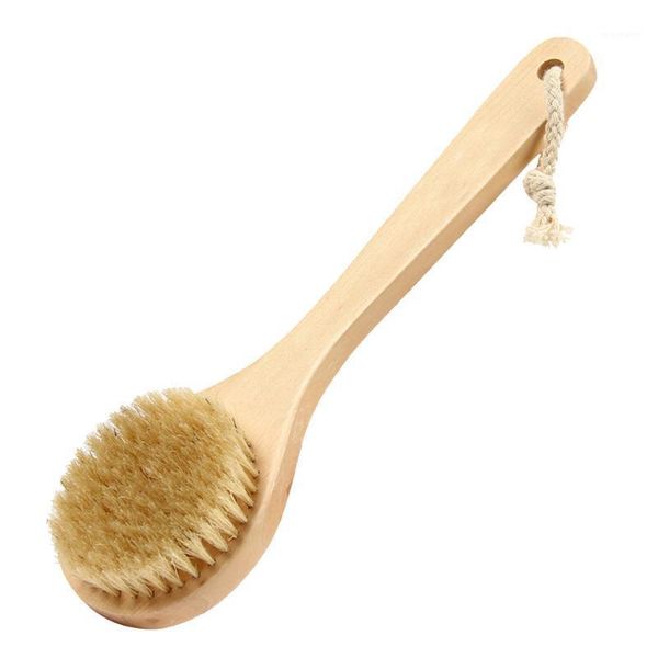 

bath brushes, sponges & scrubbers natural bristle handle wooden scrub brush body skin shower massage round brushes bathroom accessories 26*8