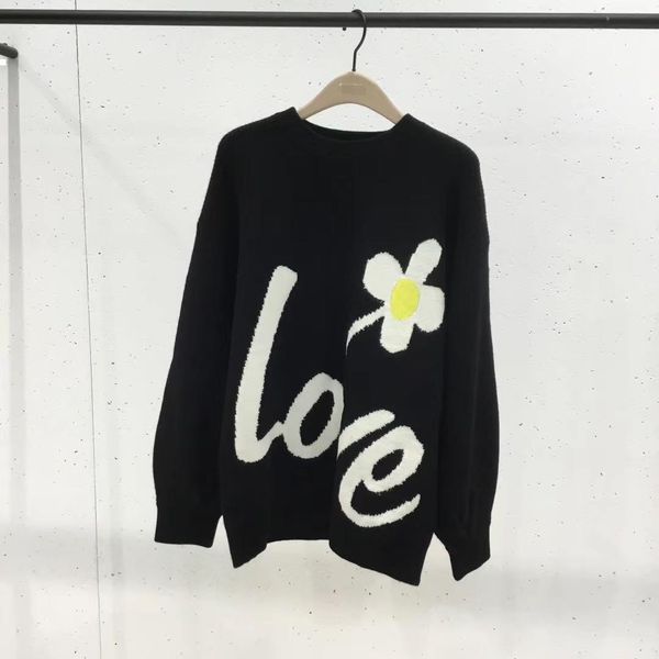 

new floral 2021 solto de malha pulver camisola outono inverno estilo coreano mulher uiug qr26, White;black