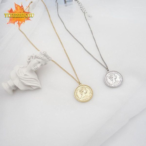 

Classic Stainless Steel Queen Retro Gold Necklace Necklace Roman Coin Neutral As The Best Choice For Gifts1, Silver
