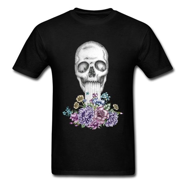 

flower skull print the birth of death pure male normal simple style oversized o neck swea sport hooded sweatshirt hoodie men t shirt