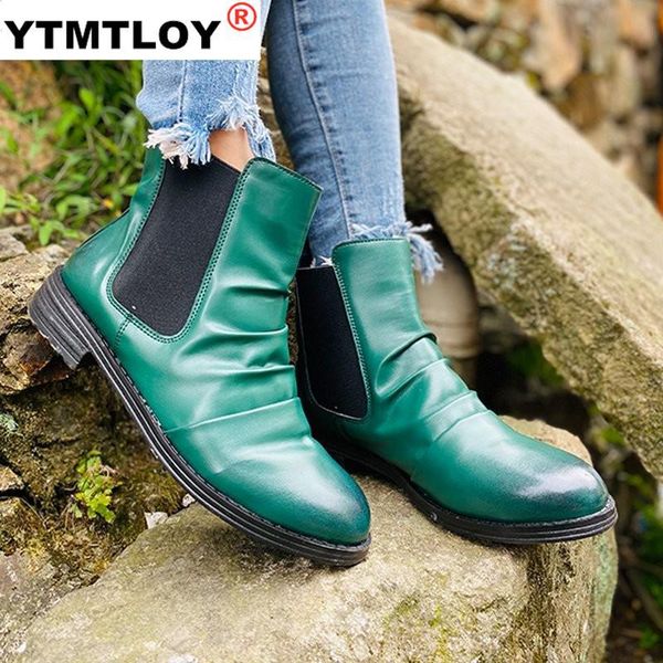 

women boots winter autumn 2020 fashion shoes solid slip-on casual shoes for women ankle boots chunky low heel botas de mujer, Black