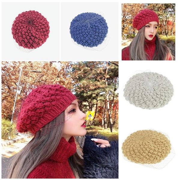 

берет hat для женщин утолщенного handmade вязания шапочка cute моды sweet girl теплого hat, Blue;gray