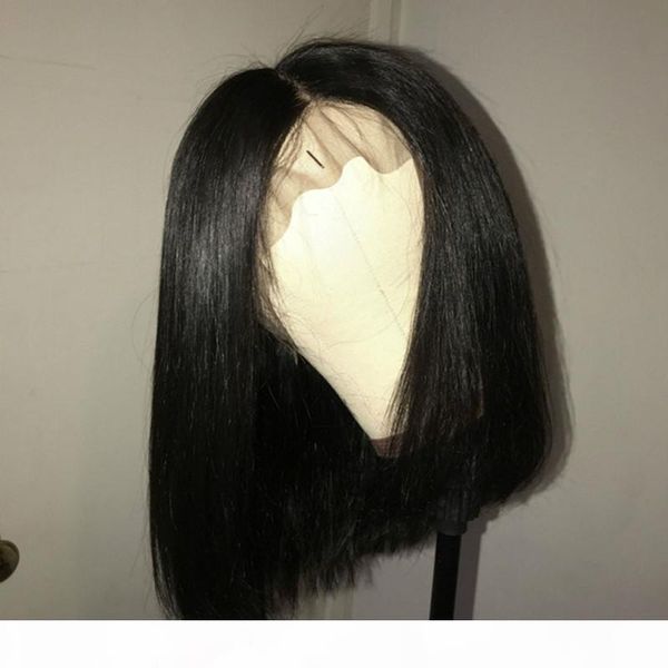 

glueless soft bob straight lace front and full lace wig brazilian human hair wigs with baby hair natural color for black women, Black;brown