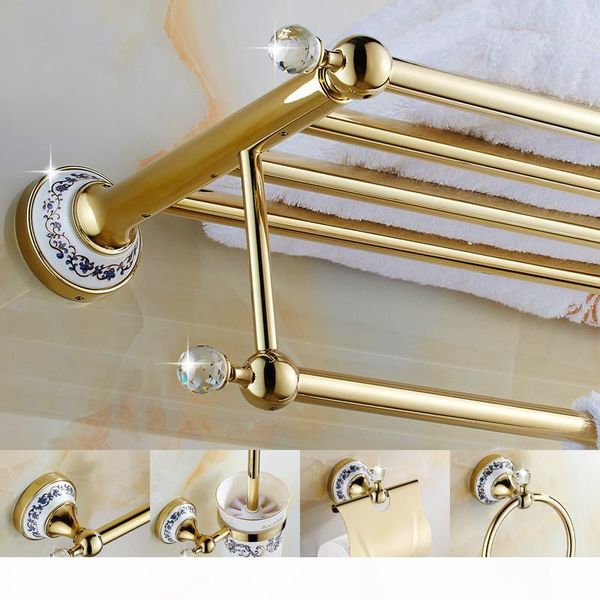 

european zirconium gold polished bathroom products vintage crystal ceramic bathroom accessories bathroom hardware sets g502 bbymdp mj_bag