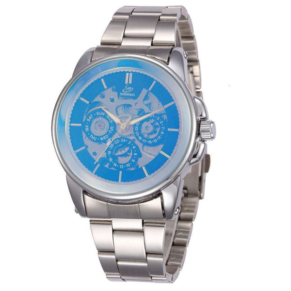 

steel belt watch hollow men's leisure automatic mechanical watch, Slivery;brown