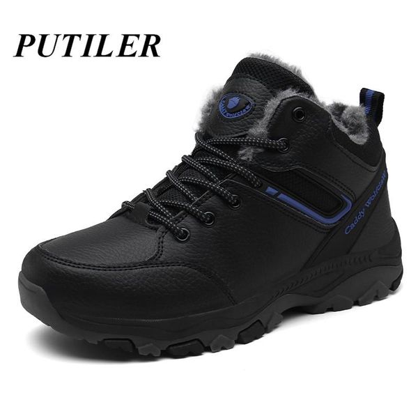 

winter plush snow boots men super warm fur black ankle boots men genuine leather outdoor casual shoes man sneaker black