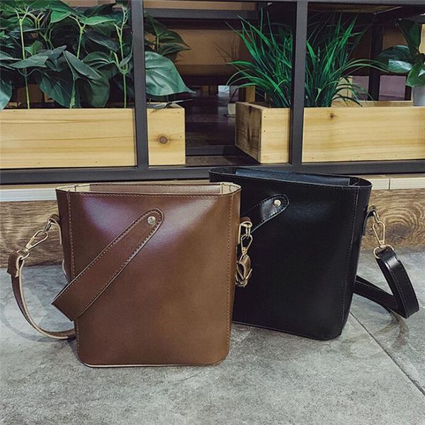 

sac main femme women handbag shoulder bag large capacity bucket casual pu leather messenger bags ladies pu purse sac a main