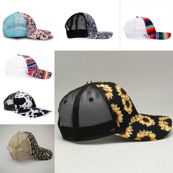 

7 style snake baseball hat cow print leopard sunflower caps serape mesh cap fashion striped cactus hats outdoor sunhat db026, Blue;gray