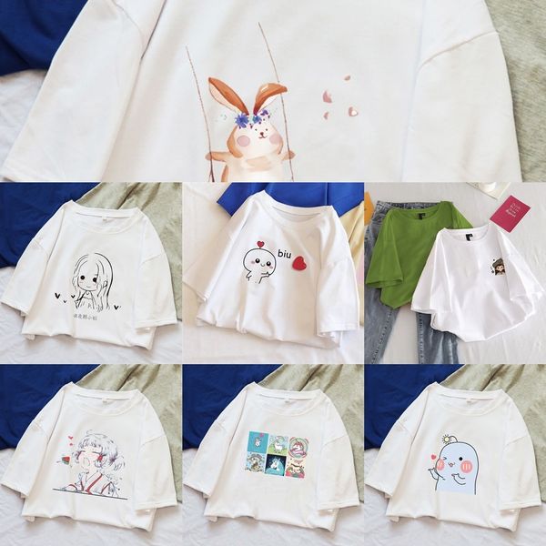 

ftei6 2020 wvbs t-shirttop лето новый футболка с коротким рукавом весна лето studentscasual женщин и и универсален верхней корейских крупных, White