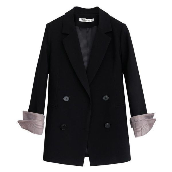 

womens blazers spring suit jacket female korean version of the new relaxed leisure port flavor retro black suit coat women, White;black