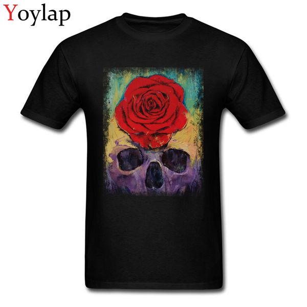 

skull rose summer fabric round collar short sleeve printing clothing cool sport hooded sweatshirt hoodie men t shirt