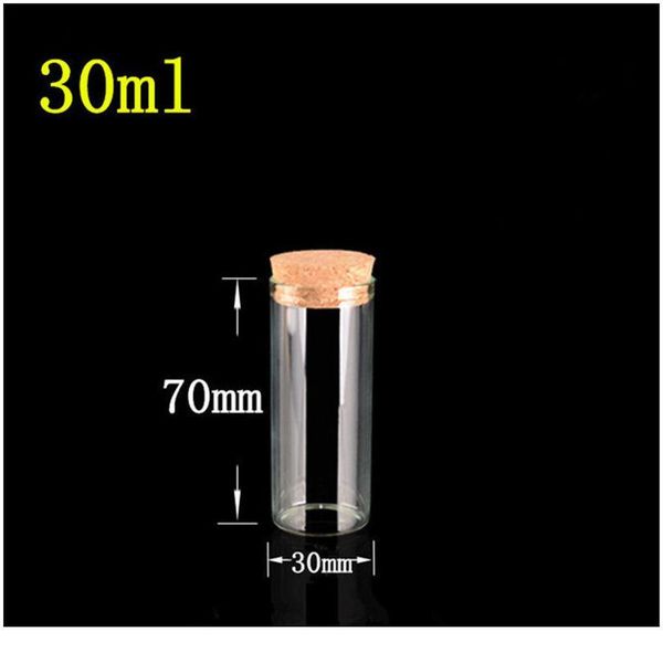 

30*70mm 30ml glass vials jars test tube with cork ser empty glass transparent clear bottles 5 jllrjw