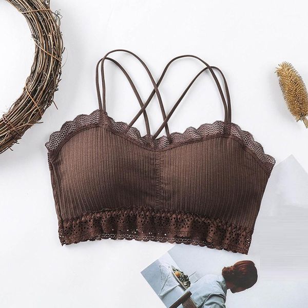 

women lace solid color lace sleeveless casual sport bra vest ladies chest pad camisole short slim movement summer tanks #191, Black;white