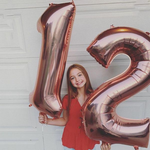 

1pcs 40inch rose gold american style number foil helium balloons gold silver 0-9 large number birthday digital balloons globos1