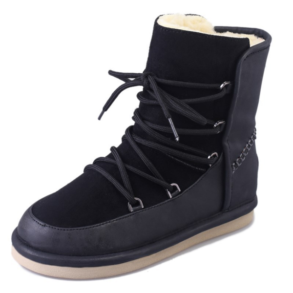 

thick cotton shoes women 2020 winter pure wool inner warmth women's snow boots casual plus size warm short boots women, Black