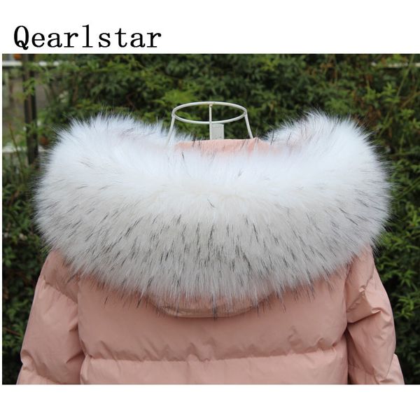 

qearlstar super luxury 100% winter scarf faux fur collar for male female kids jackets hood fashion warm wraps fy505 201026, Blue;gray