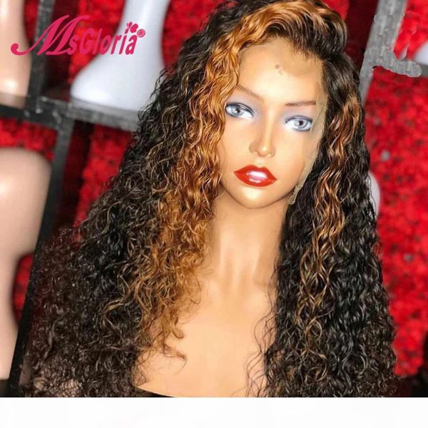 

brazilian remy hair honey blonde part lace front human hair wigs for women curly wigs human pre plucked bleached knots, Black;brown