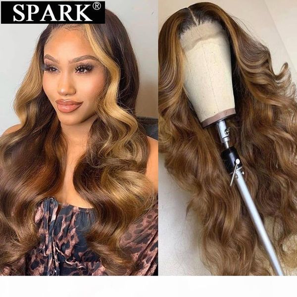 

spark ombre highlights brown wig lace front human hair wigs malaysian body wave pre plucked hairline with baby hair black remy, Black;brown