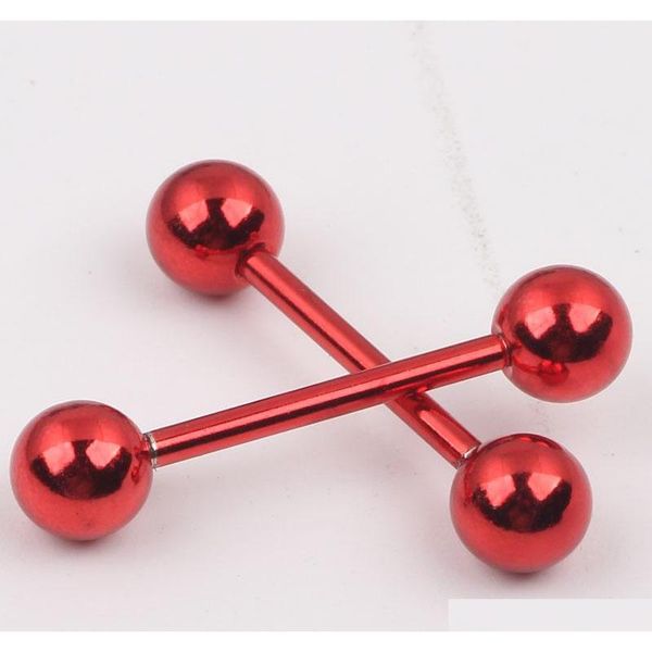 

tongue piercing ring t06 100pcs/lot mix 7 color body jewelry piercing plated colorl tongue bar jllcid carshop2006, Silver