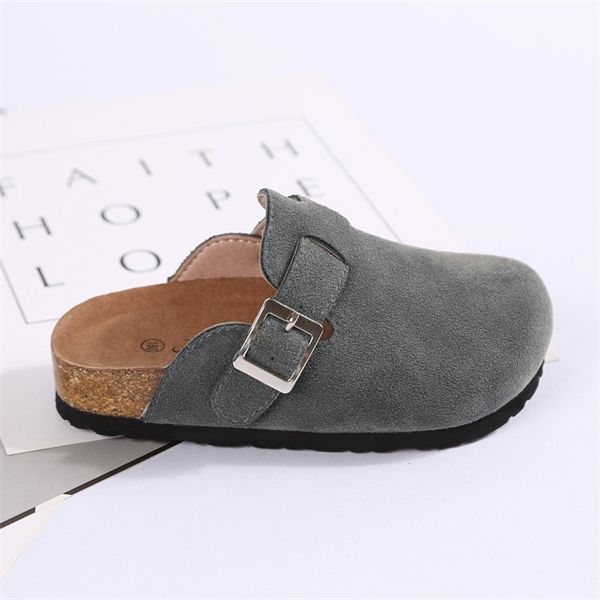 

ulknn 2020 new style cork female baby children's shoes belt buckle home boy's leisure slippers for kids 1031, Black;red