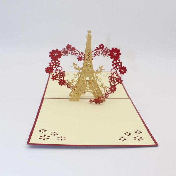 

3d laser cut handmade flower heart eiffel tower paper invitation greeting cards postcard wedding valentines day creative gift yxlsph xhhair