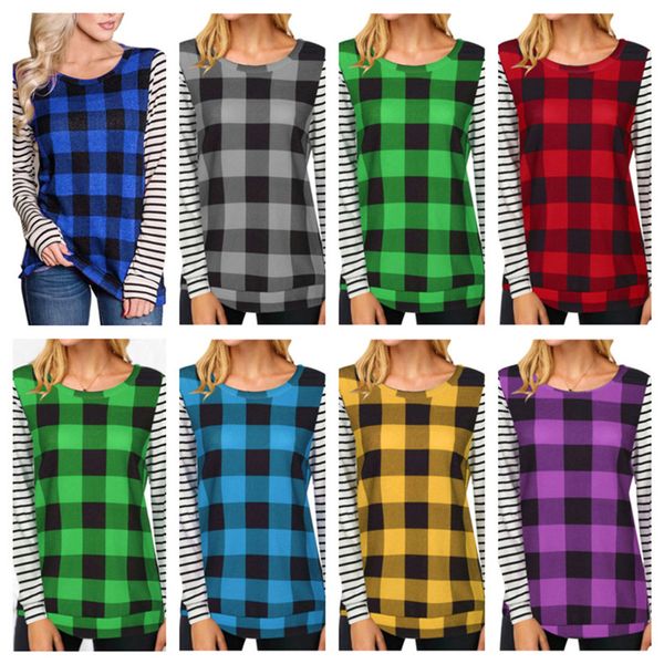 

2021 womens plaid patchwork blouses designers long sleeve tshirt pullover hoodie sport casual t shirt sweat shirt outfits g11205, White