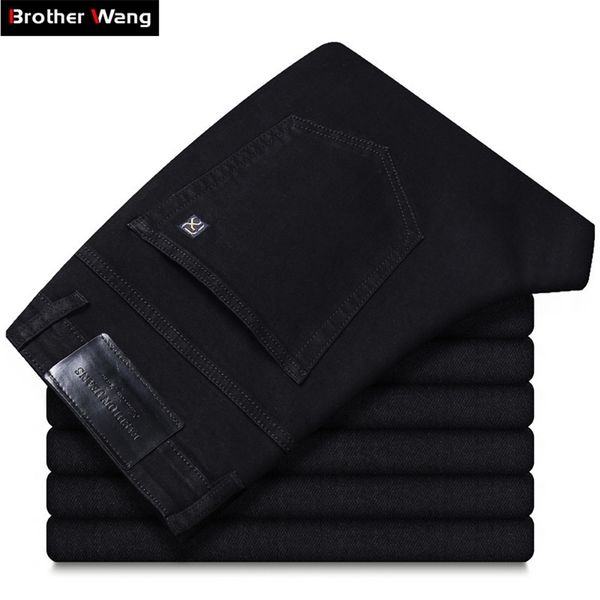 

2020 summer new men's black straight thin jeans advanced stretch loose business casual trousers male brand pants plus size 42 44 lj2010, Blue