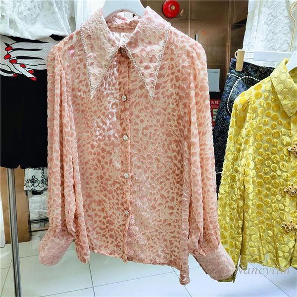 

velvet women's temperament diamond buttons lapel outer wear slim fit female shirt autumn new long sleeve blouse blusa1, White