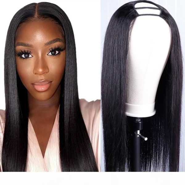 

u part wig human hair straight human hair wig brazilian virgin straight 150% density wig pre plucked for women, Black;brown