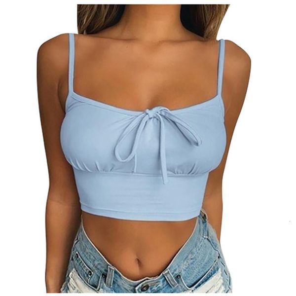 

2021 women bow knot ruched crop off shoulder summer camis women casual tank vest crop blusas, White