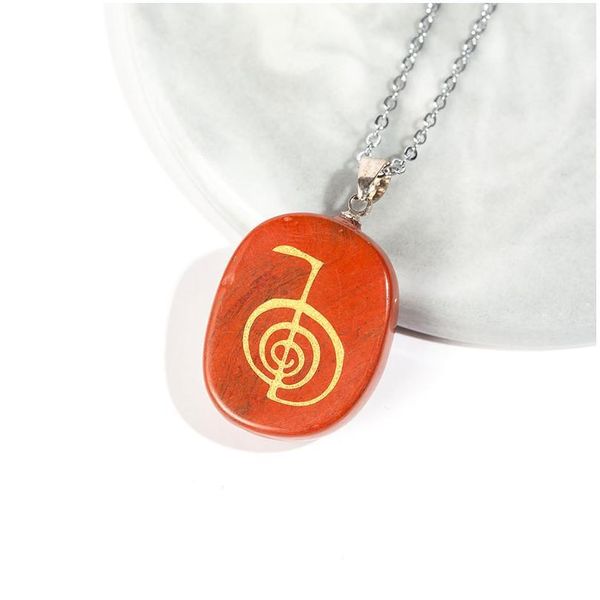 

reiki natural stones necklace lapis lazuli symbol carving energy amulet quartz crystal pendant chakra charm jllfyg, Black