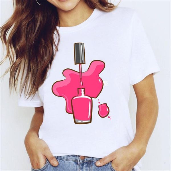 

2020 summer women watercolor fingernail nail 90s ladies lady t-shirts t shirt ladies womens graphic female tee shirts, White