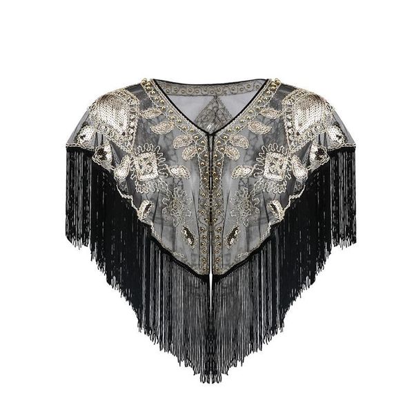 

women vintage shawl shiny sequins decoration fashion tassels decoration elegant wedding dress accessori sqcxad