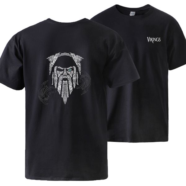 

mens fashion vikings print short sleeve summer sportswear loose workout sport hooded sweatshirt hoodie men t shirt
