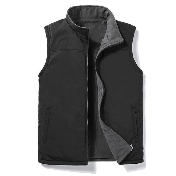

men 2020 autumn new thick sleeveless vest jacket waistcoat men's winter casual warm vests sleeveless outwear fleece jacket 5xl, Black;white