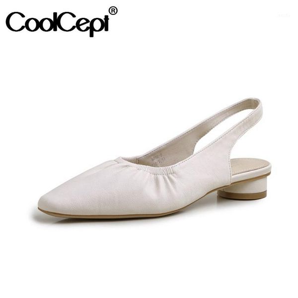 

sandals coolcept women shoes square toe slip on solid color summer ladies footwear outdoor size 34-391, Black